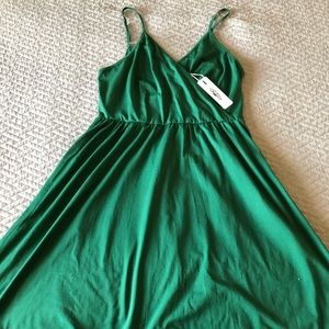 Green V-neck Dress